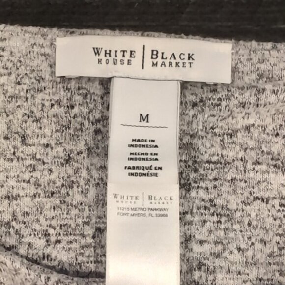 WHBM Cape Poncho Sweater Boat Neck Bordered Contrast Two Tone Heathered Knit - Picture 11 of 13